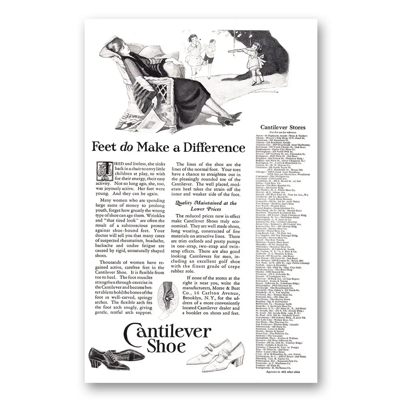 1924 Cantilever Shoe Feet Do Make Difference Vintage Magazine Print Ad