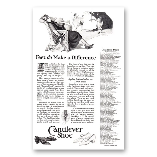 1924 Cantilever Shoe Feet Do Make Difference Vintage Magazine Print Ad