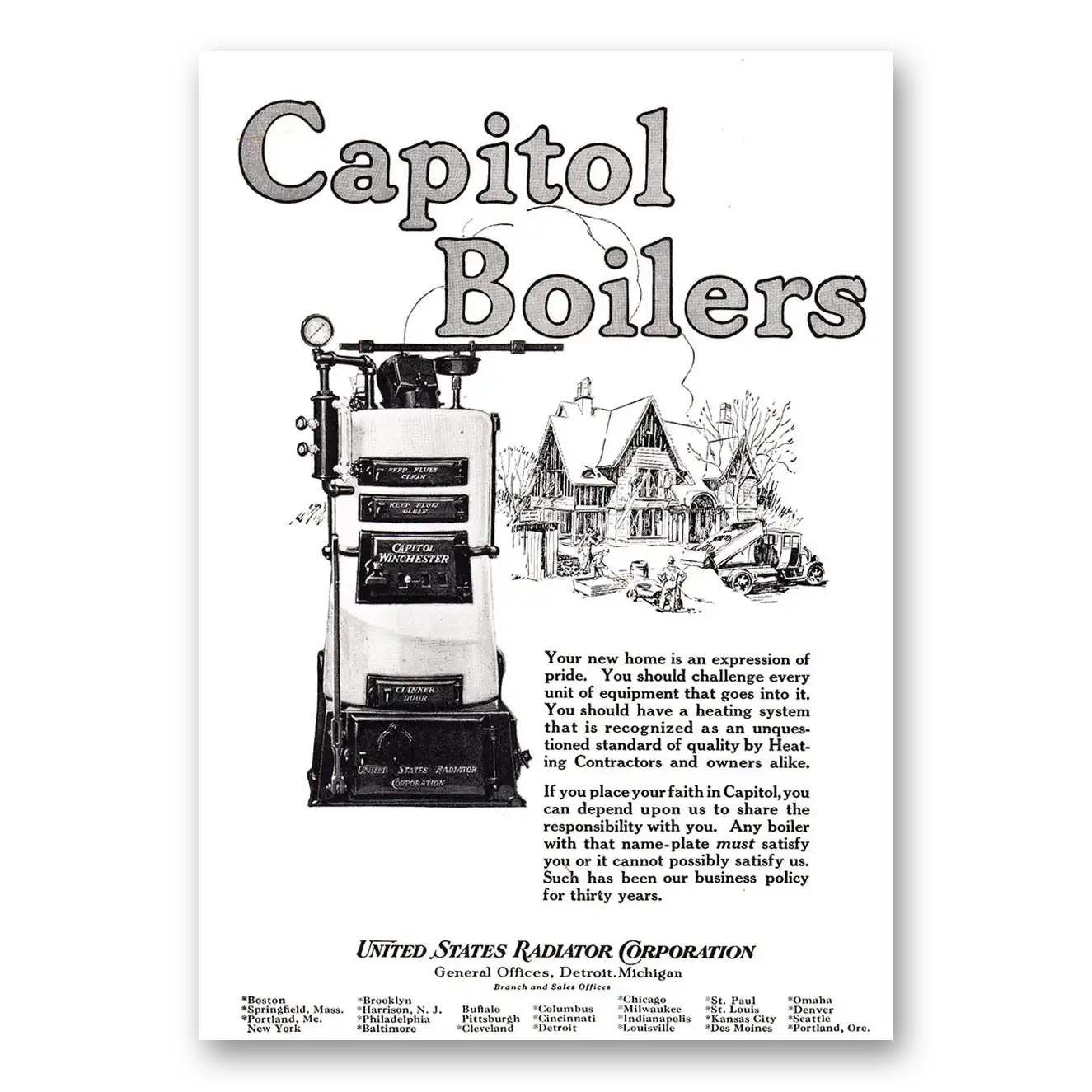 1924 Capitol Boilers Your New Home is An Expression of Pride Vintage Magazine Print Ad