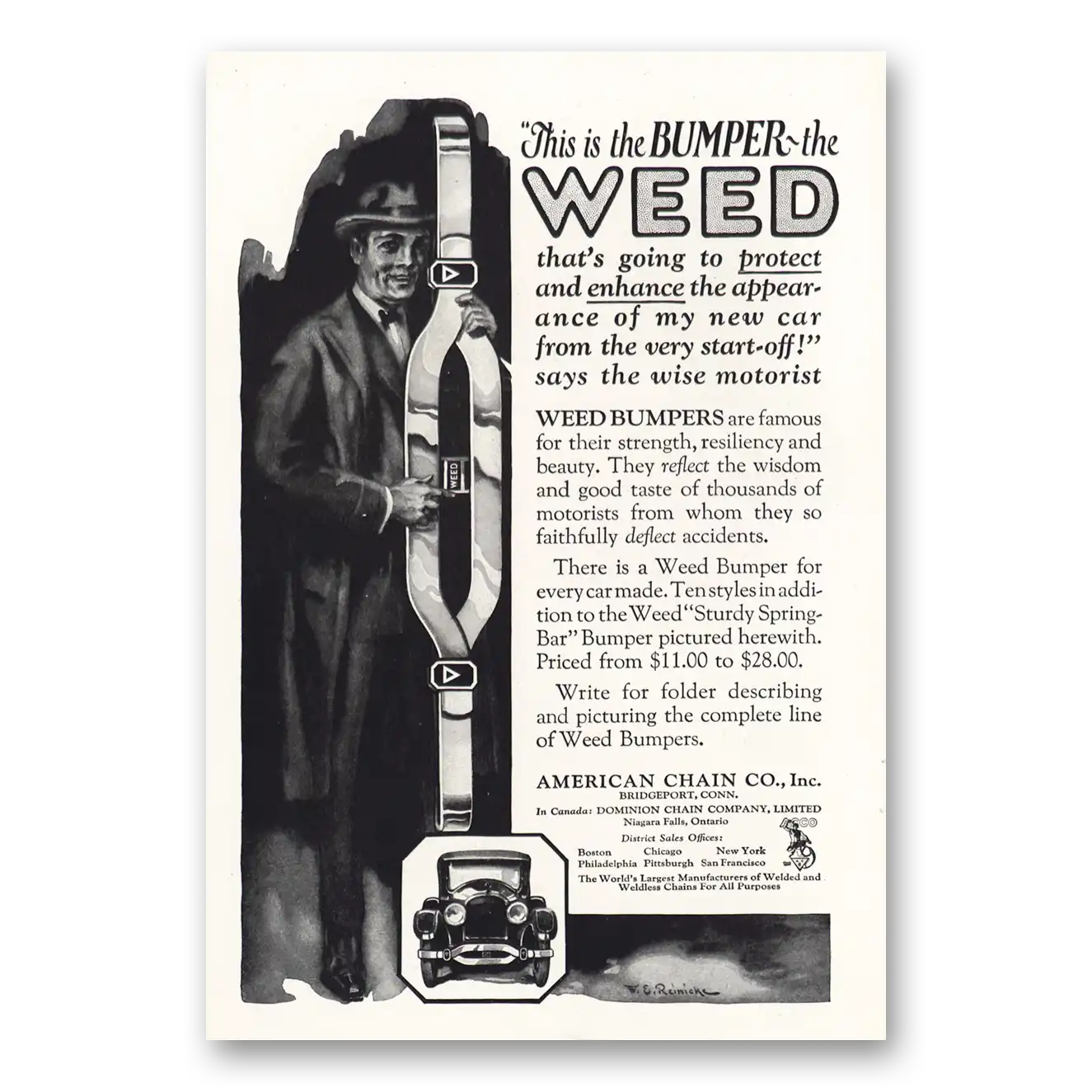 1924 American Chain Company This Is the Bumper the Weed Vintage Magazine Print Ad