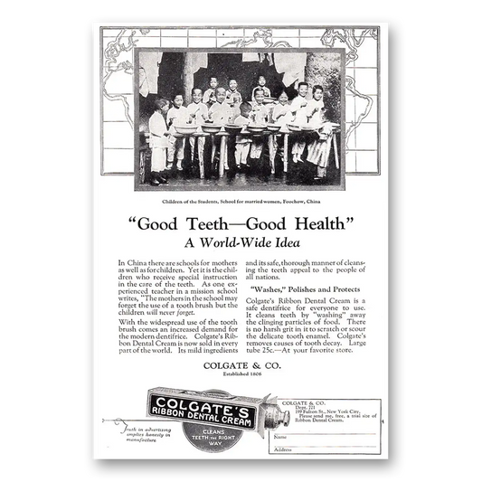 1924 Colgate Dental Cream Foochow China Vintage Magazine Print Ad