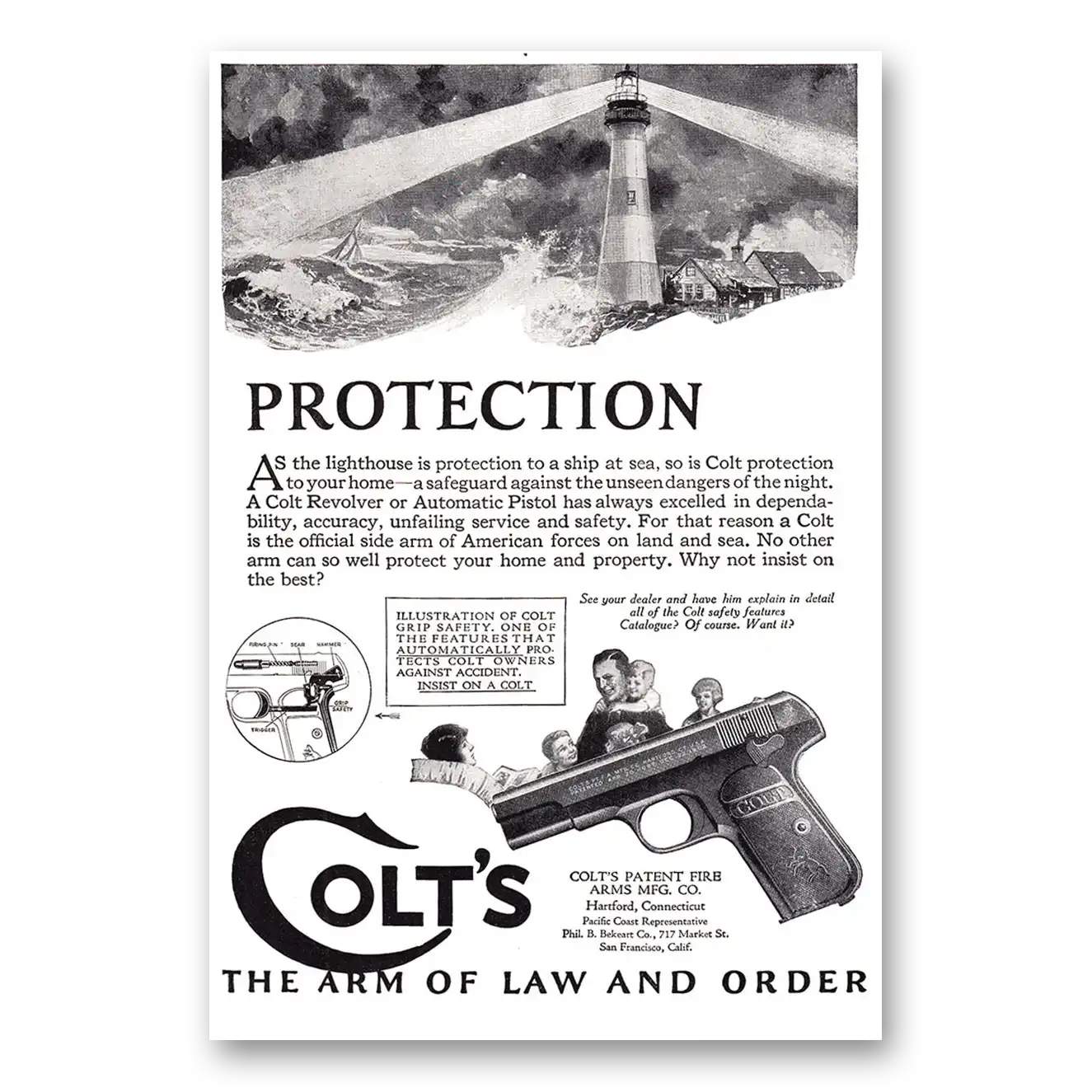 1924 Colt Fire Arms Revolver Protection Vintage Magazine Print Ad