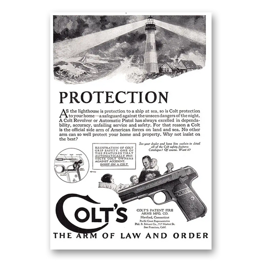 1924 Colt Fire Arms Revolver Protection Vintage Magazine Print Ad