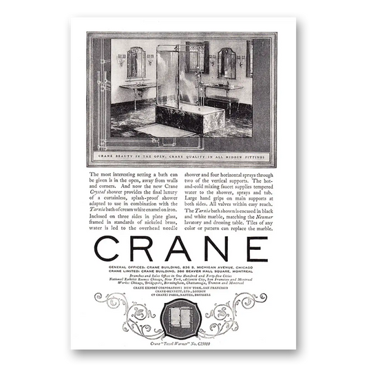 1924 Crane Most Interesting Setting a Bath Vintage Magazine Print Ad