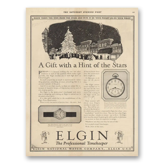 1924 Elgin Watch Gift With a Hint of the Stars Vintage Magazine Print Ad