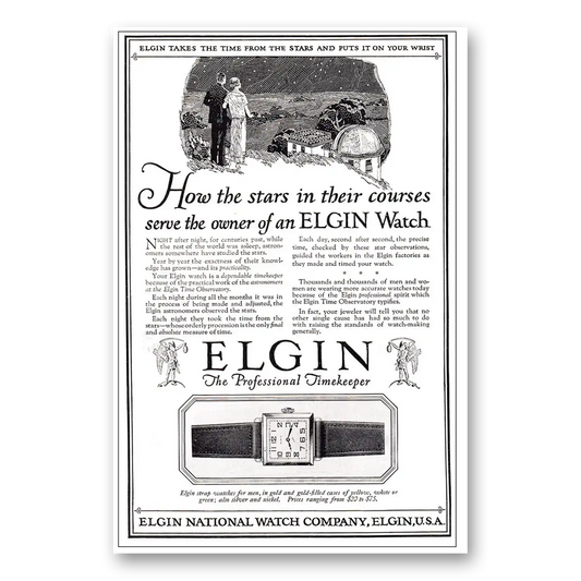 1924 Elgin Watch How the Stars In Their Courses Serve the Owner Vintage Magazine Print Ad