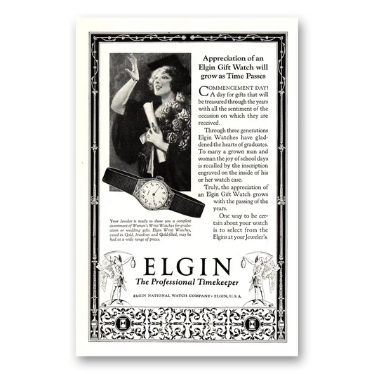 1924 Elgin Watch Appreciation of An Elgin Gift Watch Vintage Magazine Print Ad