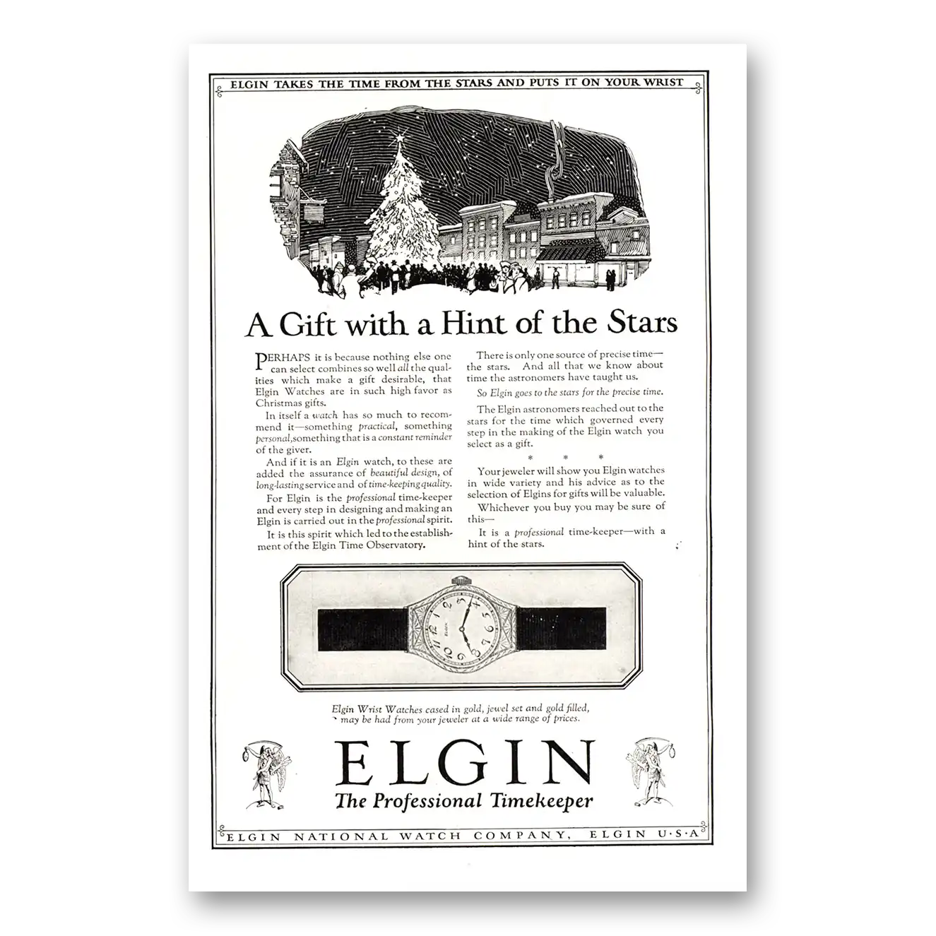 1924 Elgin Watch Hint of the Stars Vintage Magazine Print Ad