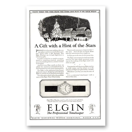 1924 Elgin Watch Hint of the Stars Vintage Magazine Print Ad