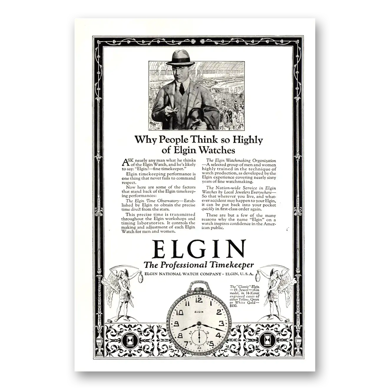 1924 Elgin Watch Why People Think So Highly Vintage Magazine Print Ad