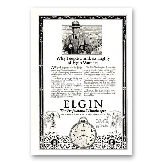 1924 Elgin Watch Why People Think So Highly Vintage Magazine Print Ad