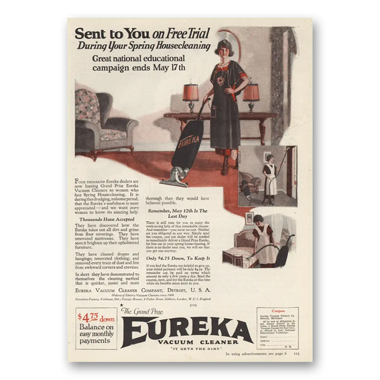 1924 Eureka Vacuum Cleaner Vacuum Cleaners During Your Spring Housecleaning Vintage Magazine Print Ad