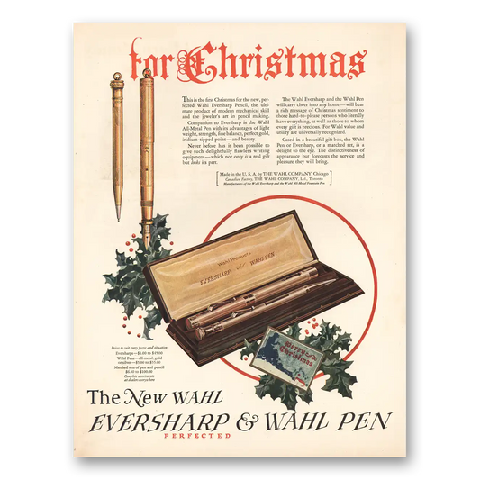 1924 Wahl Eversharp For Christmas Vintage Magazine Print Ad