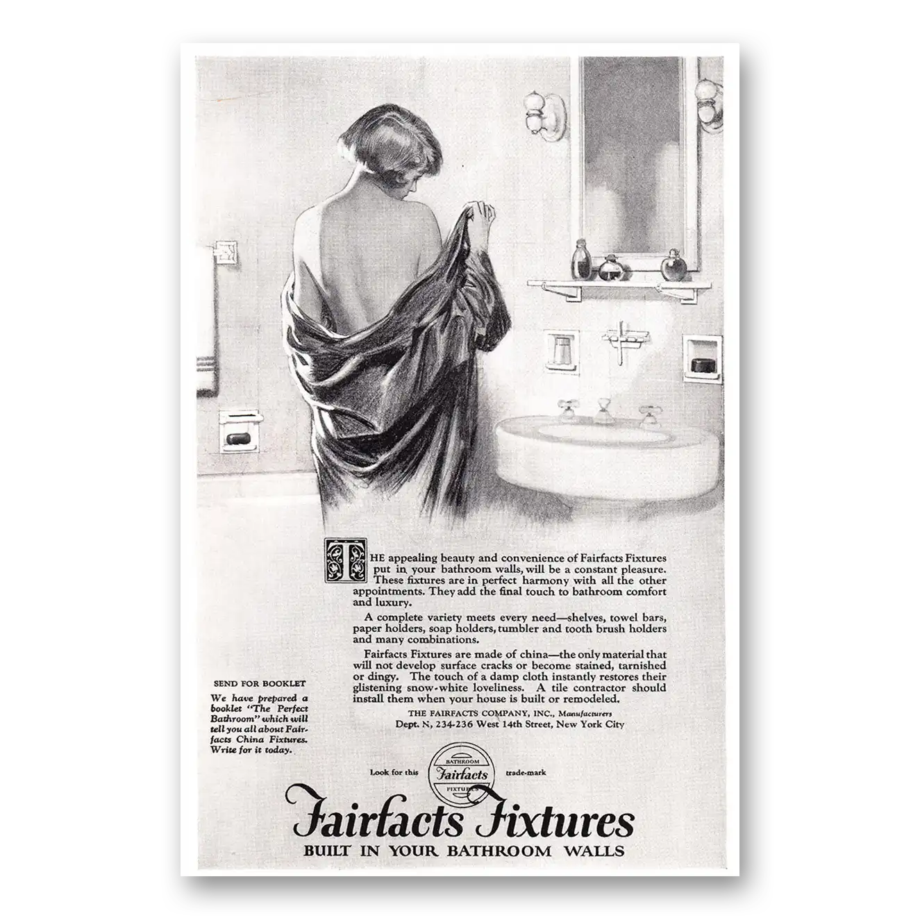 1924 Fairfacts Fixtures Appealing Beauty and Convenience Vintage Magazine Print Ad