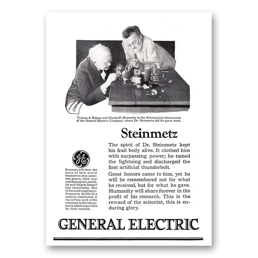 1924 General Electric Steinmetz Kept Frail Body Alive Vintage Magazine Print Ad