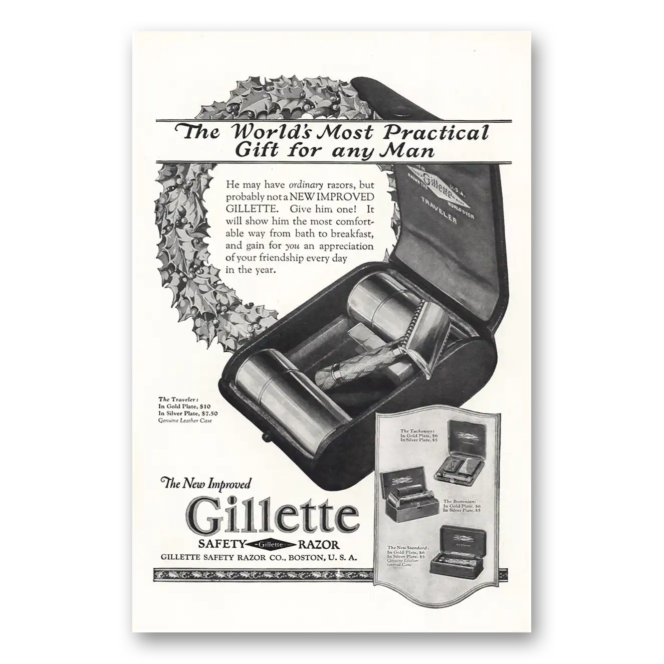 1924 Gillette Razor Most Practical Gift Vintage Magazine Print Ad