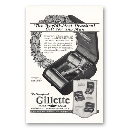 1924 Gillette Razor Most Practical Gift Vintage Magazine Print Ad