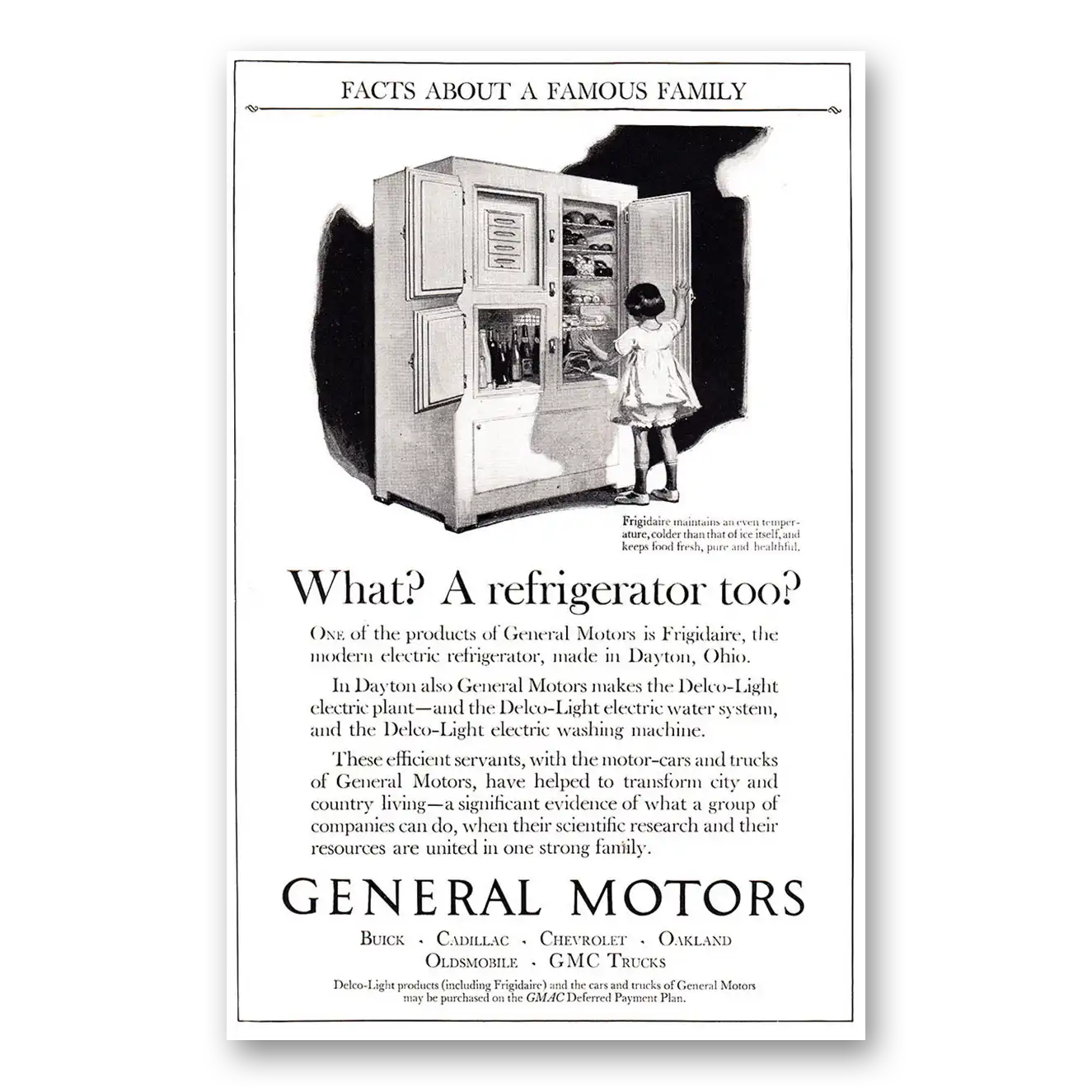 1924 General Motors What A Refrigerator Too Vintage Magazine Print Ad