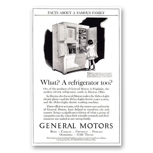 1924 General Motors What A Refrigerator Too Vintage Magazine Print Ad