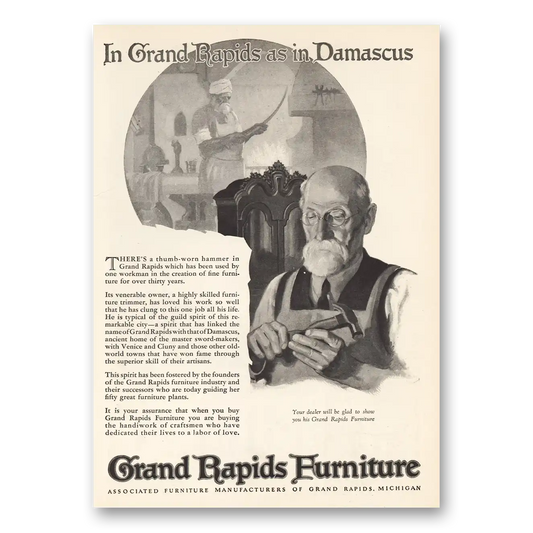 1924 Grand Rapids Furniture As In Damascus Vintage Magazine Print Ad