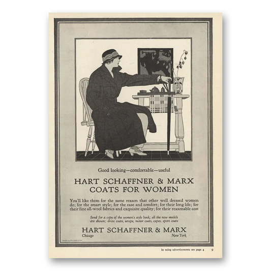 1923 Hart Schaffner Marx Coats for Women Vintage Magazine Print Ad