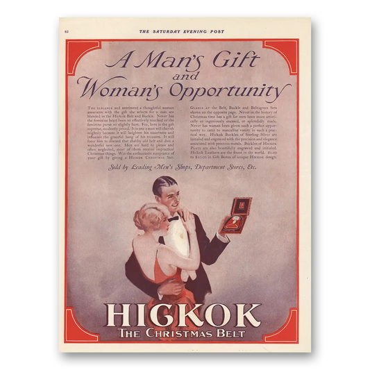 1924 Hickok Belt and Buckle Christmas Belt Vintage Magazine Print Ad