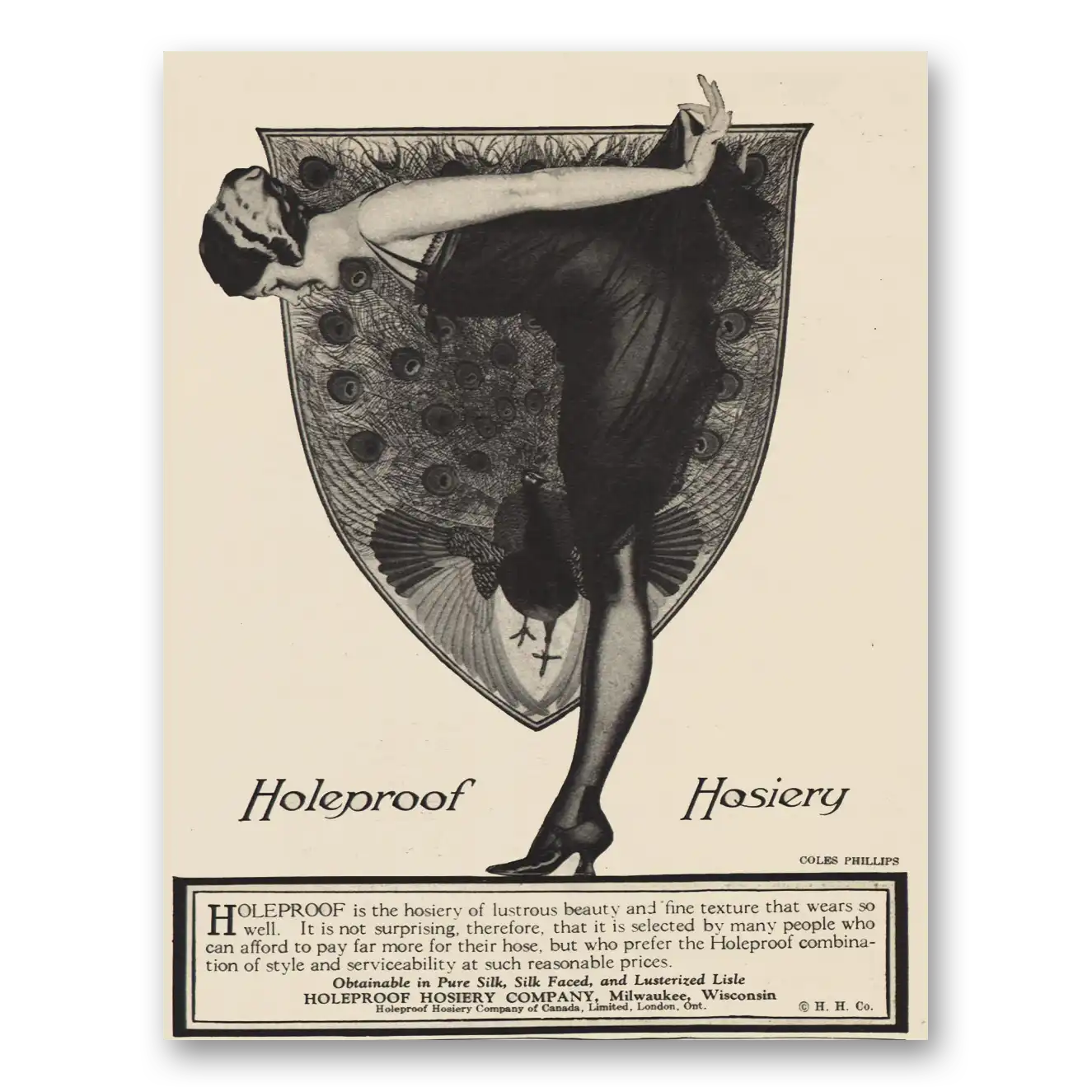 1924 Holeproof Hosiery Hosiery of Lustrous Beauty Vintage Magazine Print Ad