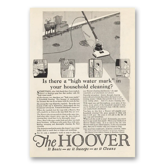 1924 Hoover Vacuum High Water Mark Vintage Magazine Print Ad