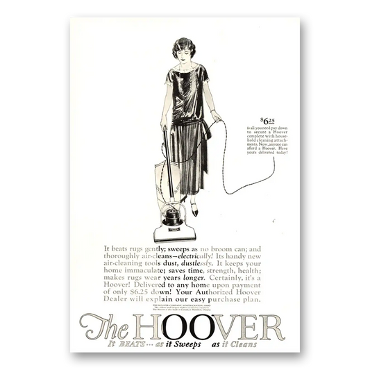 1924 Hoover Vacuum Beats Rugs Gently Vintage Magazine Print Ad