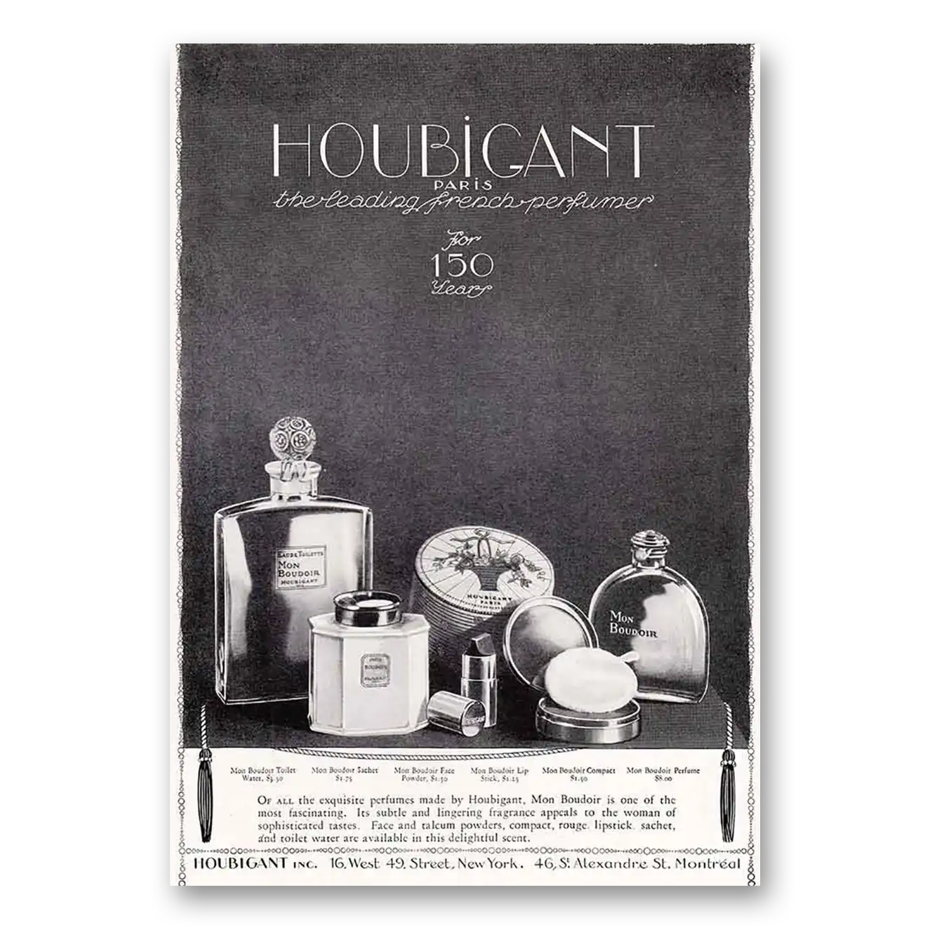 1924 Houbigant Perfumes Paris Perfume Exquisite Perfumes Vintage Magazine Print Ad