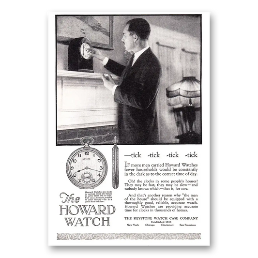 1924 Howard Watch Tick Tick Tick Vintage Magazine Print Ad