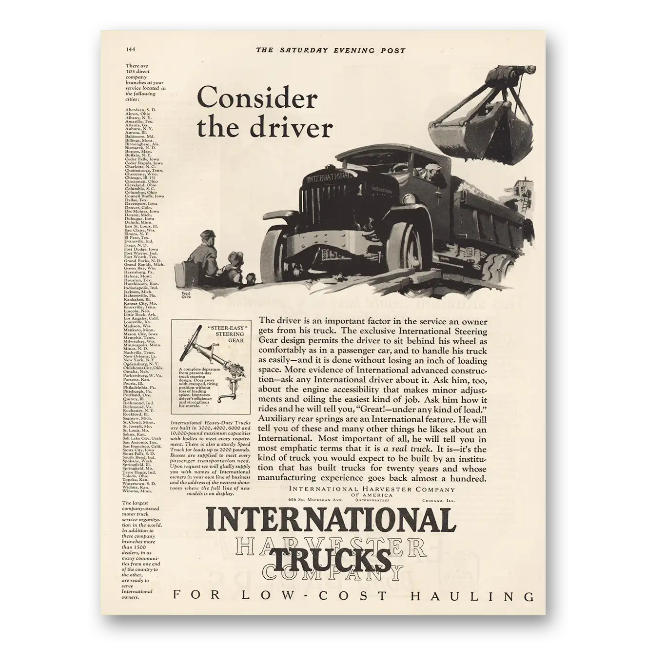 1924 International Trucks Consider the Driver Vintage Magazine Print Ad