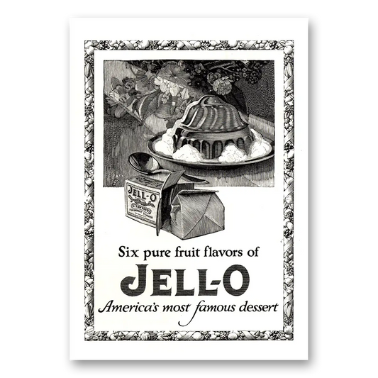 1924 Jell-O Six Pure Fruit Flavors Vintage Magazine Print Ad