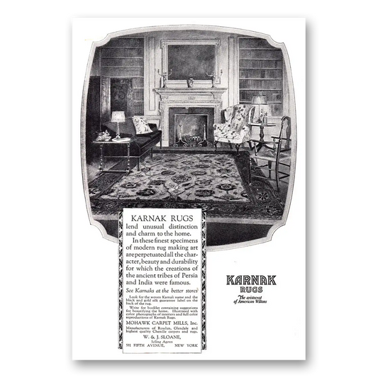 1924 Karnak Rugs Lend Unusual Distinction and Charm Vintage Magazine Print Ad