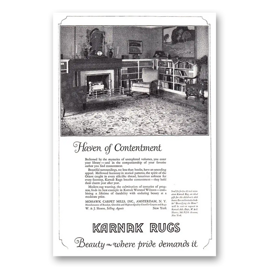 1924 Karnak Rugs Haven of Contentment Vintage Magazine Print Ad