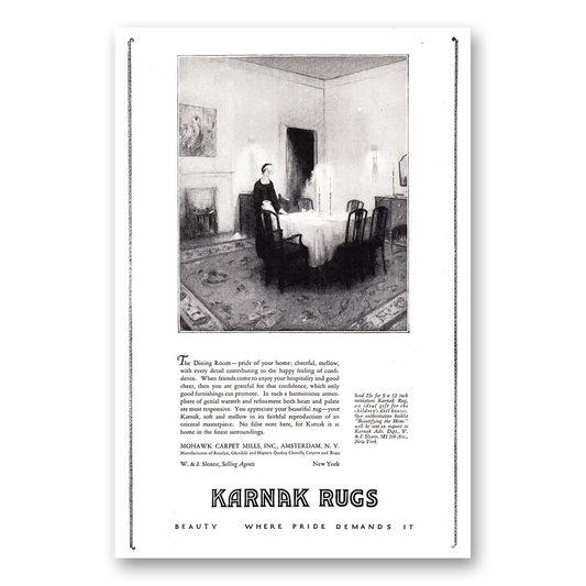 1924 Karnak Rugs Dining Room Vintage Magazine Print Ad