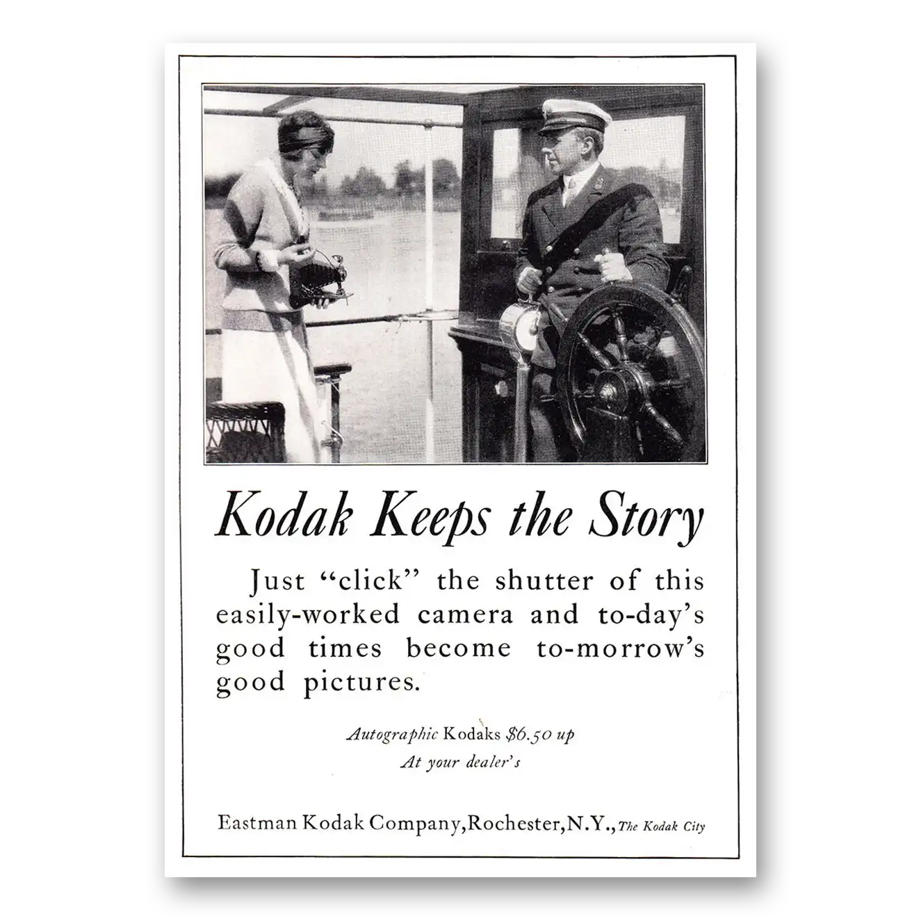 1924 Kodak Autographic Camera Keeps the Story Vintage Magazine Print Ad