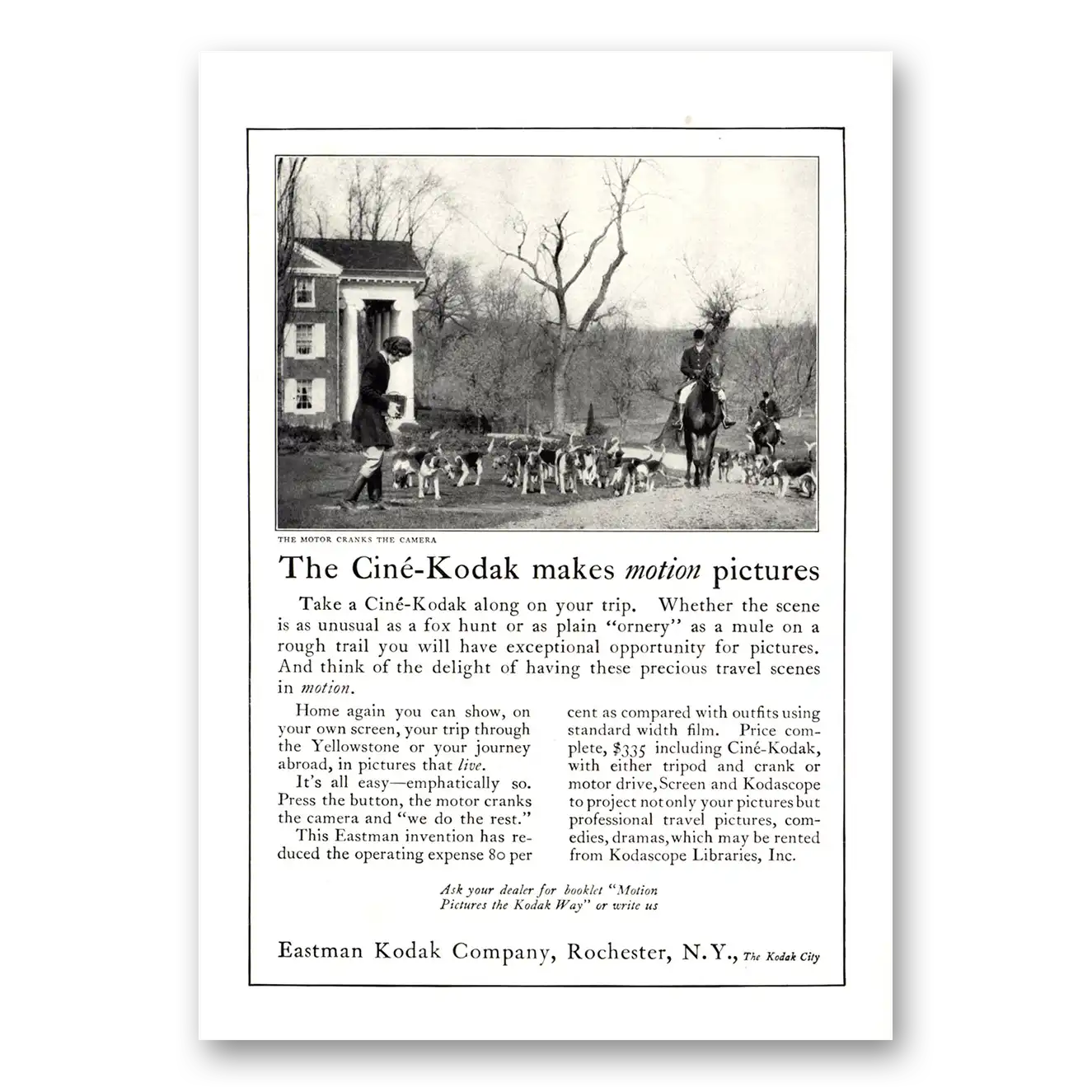 1924 Kodak Movie Camera Makes Motion Pictures Vintage Magazine Print Ad