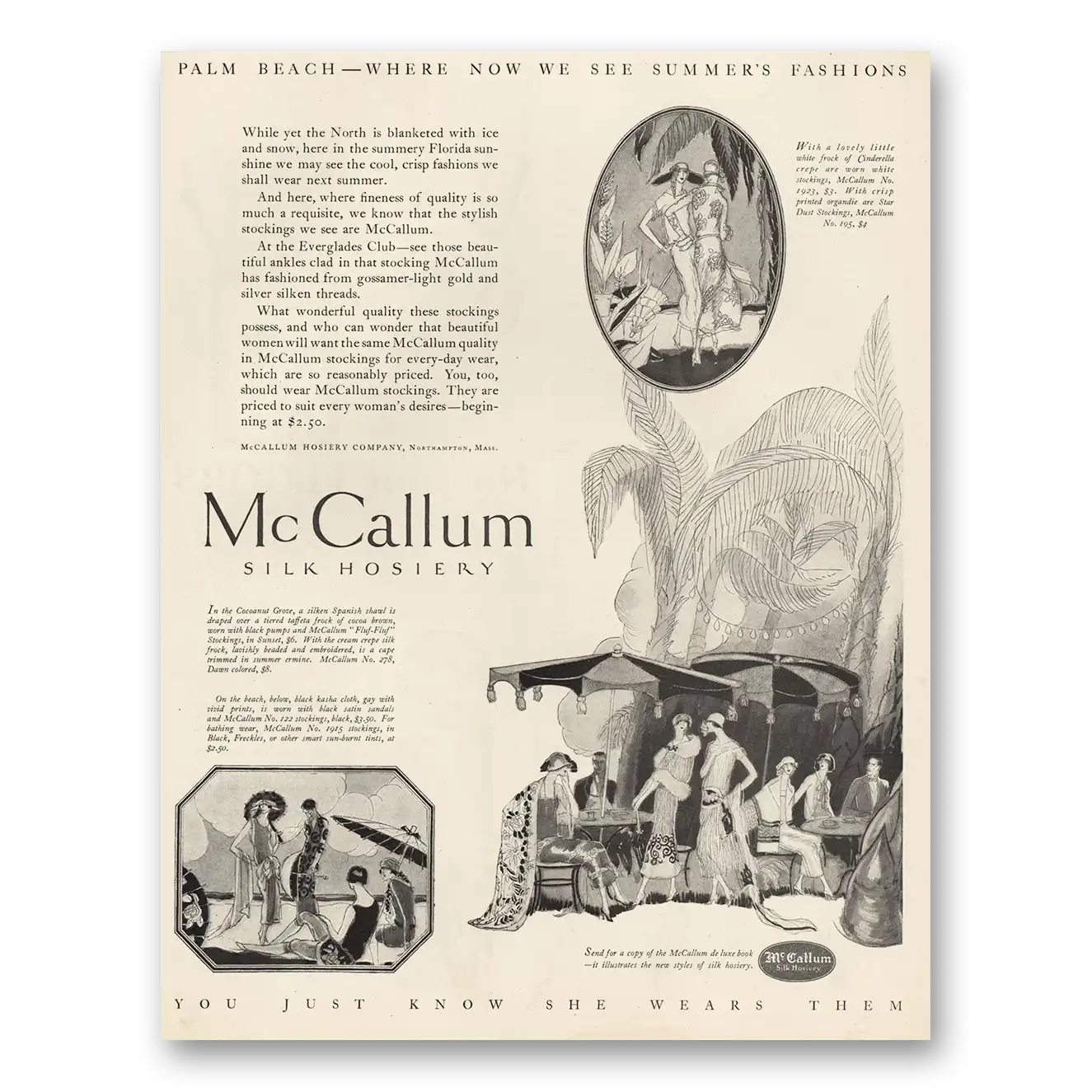 1924 McCallum Silk Hosiery Palm Beach Vintage Magazine Print Ad