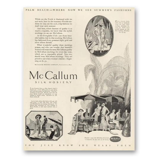 1924 McCallum Silk Hosiery Palm Beach Vintage Magazine Print Ad