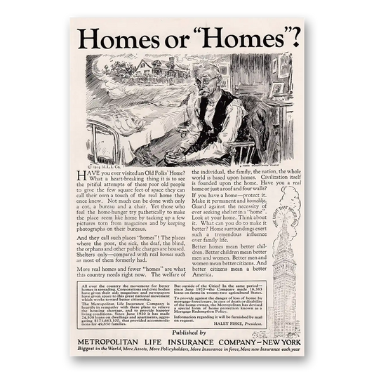 1924 Metropolitan Life Insurance Homes or Homes Vintage Magazine Print Ad