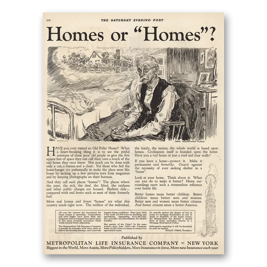 1924 Metropolitan Life Insurance Homes or Homes Vintage Magazine Print Ad