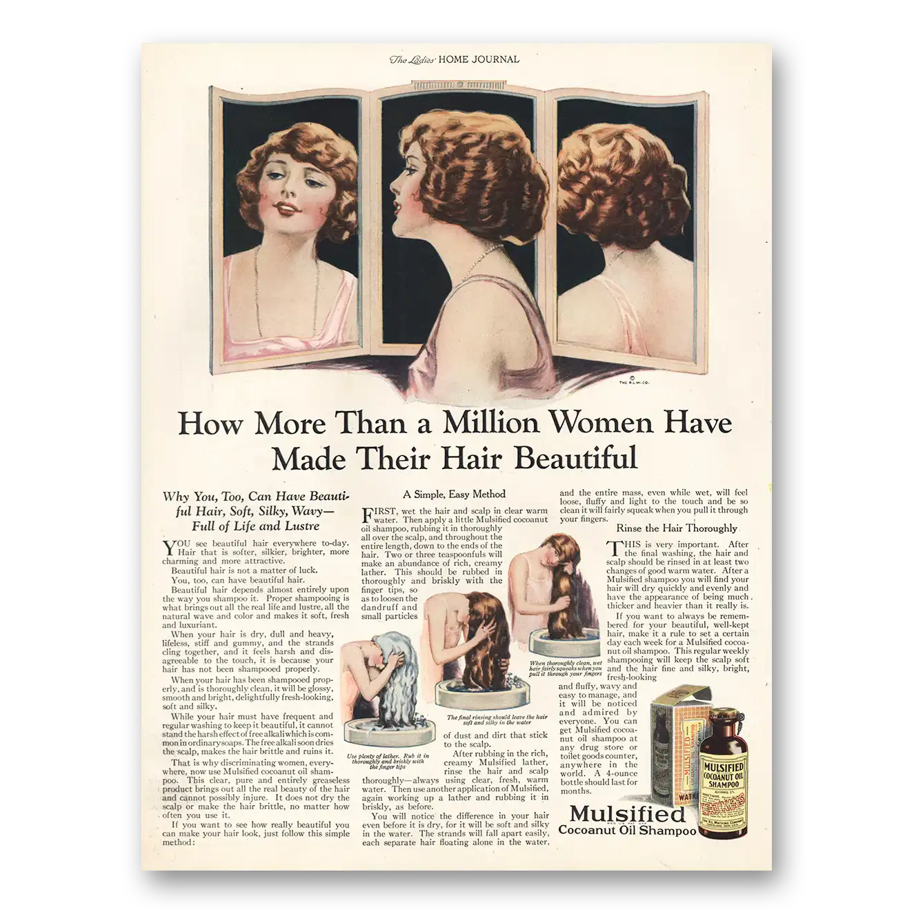 1924 Mulsified Cocoanut Oil Shampoo More Than Million Women Have Made Hair Beautiful Vintage Magazine Print Ad