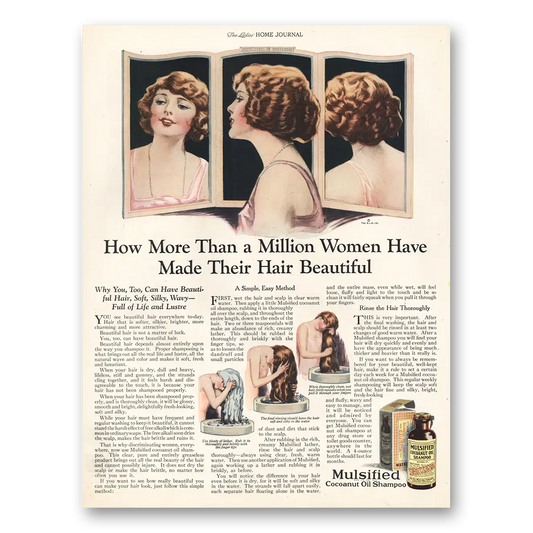 1924 Mulsified Cocoanut Oil Shampoo More Than Million Women Have Made Hair Beautiful Vintage Magazine Print Ad