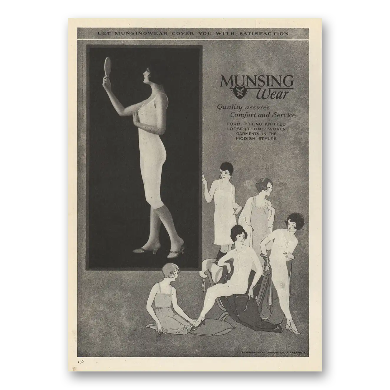 1924 Munsingwear Undergarments Quality Assures Comfort Vintage Magazine Print Ad