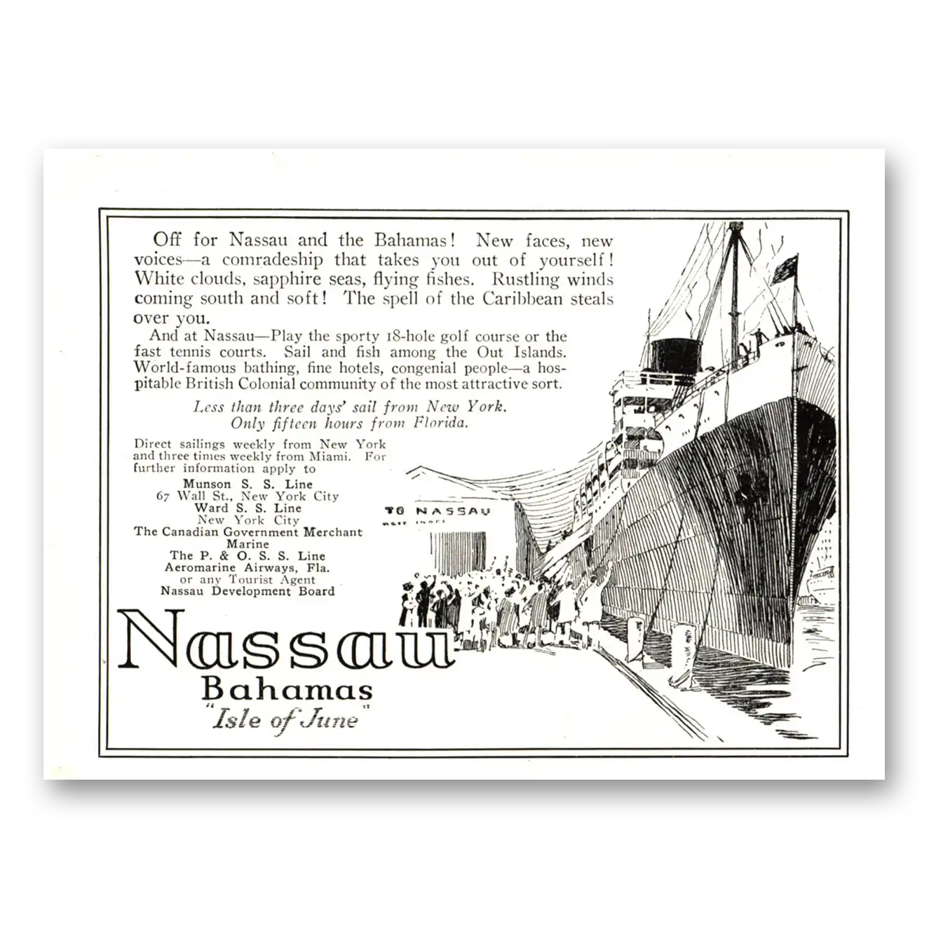 1924 Nassau Bahamas New Faces New Voices Vintage Magazine Print Ad