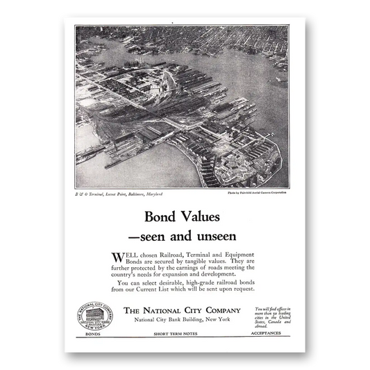 1924 National City Company Locust Point Baltimore Vintage Magazine Print Ad