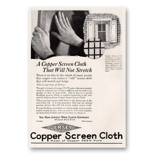 1924 New Jersey Wire Cloth Will Not Stretch Vintage Magazine Print Ad