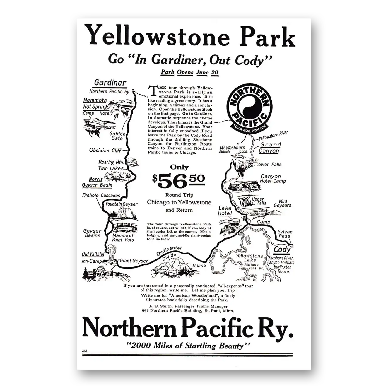 1924 Northern Pacific Railway Yellowstone In Gardiner Vintage Magazine Print Ad