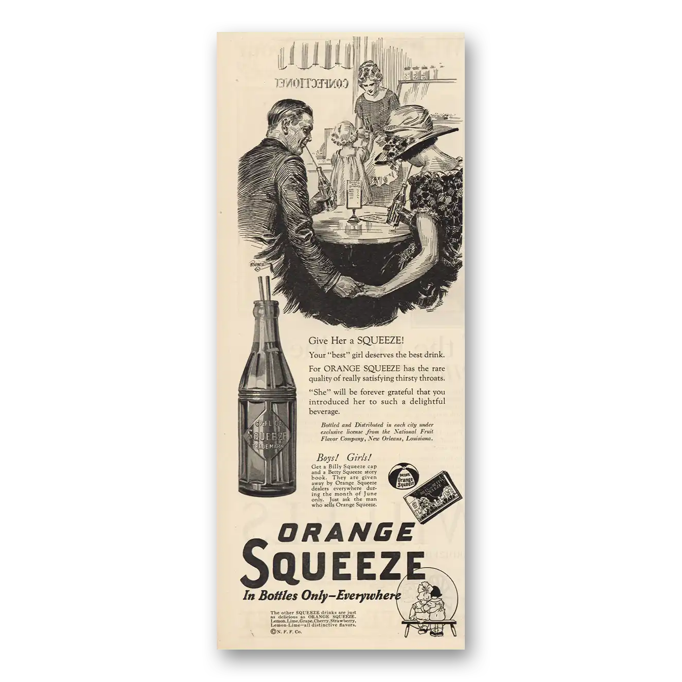 1924 Orange Squeeze Give Her a Squeeze Vintage Magazine Print Ad